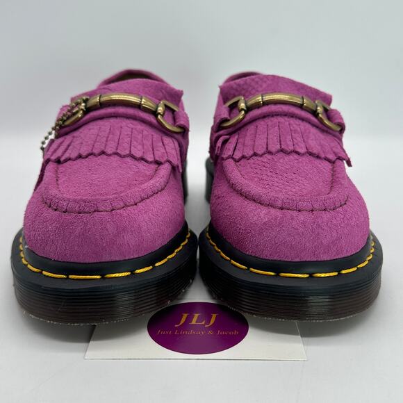 Dr. Martens Women's Adrian Snaffle Suede Kiltie Loafers Thrift Pink Size 5 - Picture 2 of 11